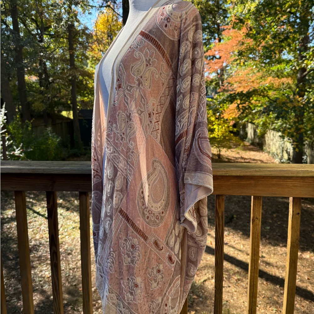 Free People Hi-Lo Velvet Paisley Kimono
